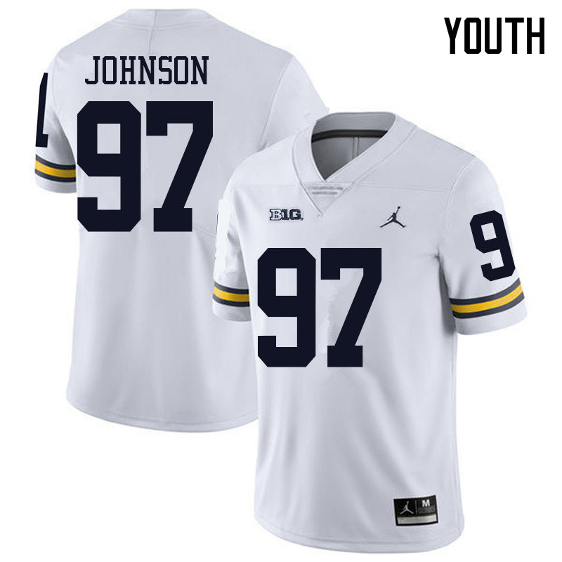 Jordan Brand Youth #97 Ron Johnson Michigan Wolverines College Football Jerseys Sale-White